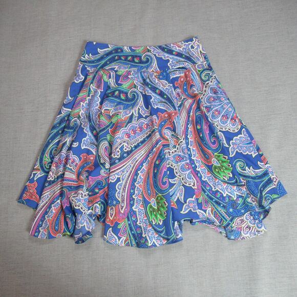 Lauren Ralph Lauren Skirt Women Size 10 Blue Paisley Boho Hipster Midi Rich Girl - Picture 6 of 9